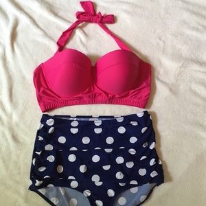 High Waisted Polka Dot Swimsuit